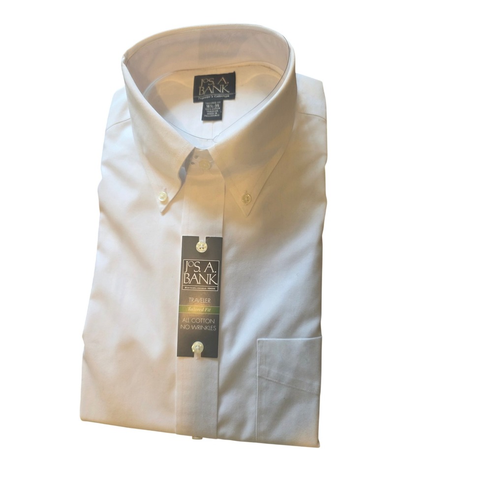 Jos. A. Bank Traveler Tailored Fit White Dress Shirt 16.5 35 100% Cotton NWT